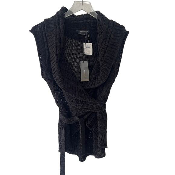 NEW! BCBG MaxAzria Women's Belted Cardigan Sweater S Black Knit Whimsygoth - Picture 1 of 6
